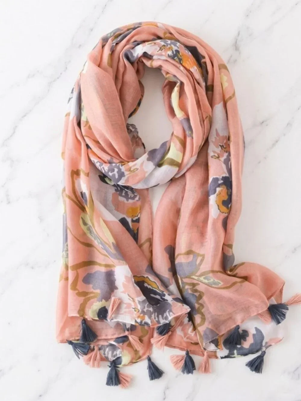 Ladies Pink Floral Scarf